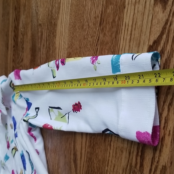 (L) Colorful Long Sleeve Collared Button Up Top Vacation Printed Unique - Picture 7 of 9